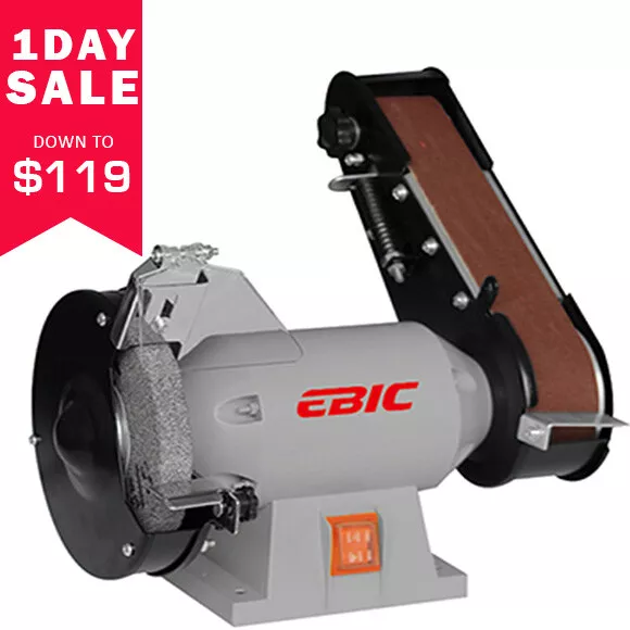 EBIC Bench Grinder & Belt Sander Combo, Linisher Polisher Polishing Wheel