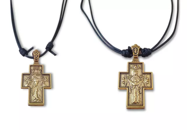 Orthodox Crucifixion of Our Lord & Virgin Mary with Holy Face Pendant Necklace