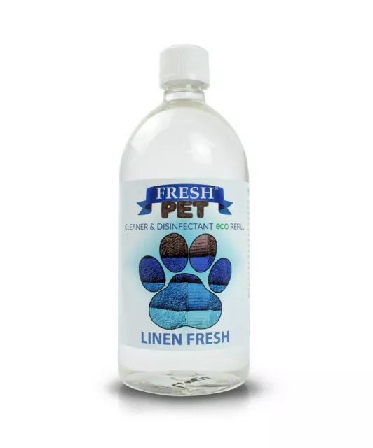 Pet Dog Disinfectant 1L Eco Bottle Linen Fresh Scent Fresh Pet® Makes 25L