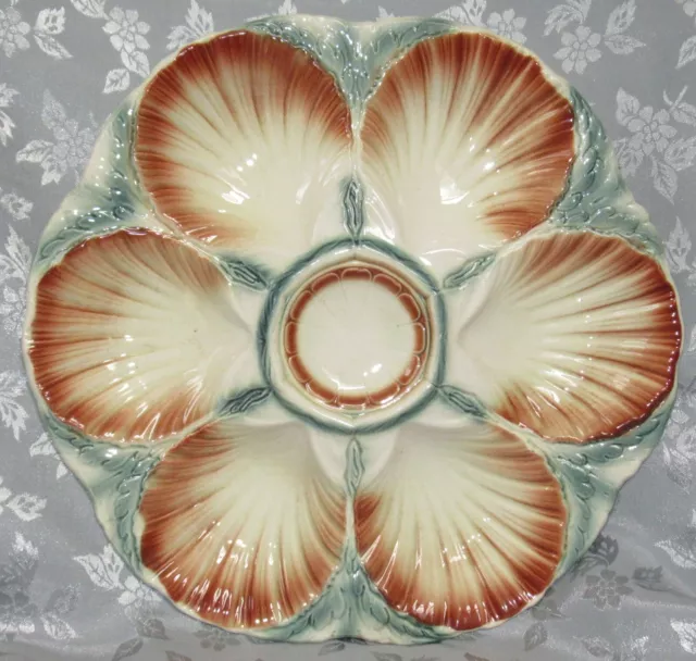 Antique French Sarreguemines Oyster Majolica Plate