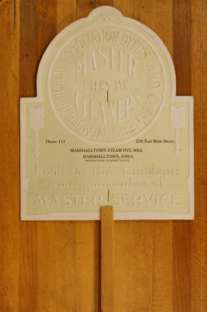 Antique Marshalltown Steam Dye Works Advertising Hand Fan Very Nice Condition!