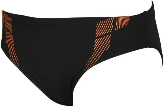 Arena Herren Badehose Slip Schwimmhose STREAK BRIEF, Schwarz-Mango, D5 F85