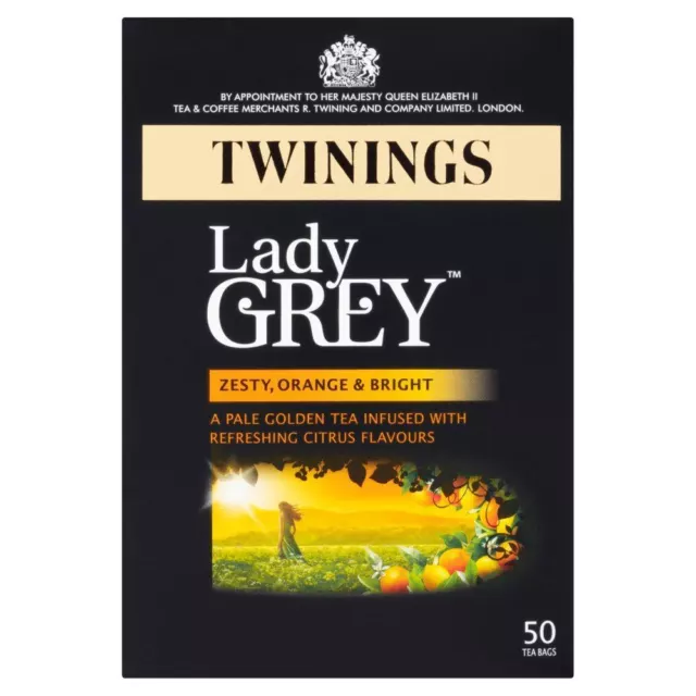 Twinings - Thé Lady Grey - lot de 2 boîtes de 50 sachets de thé