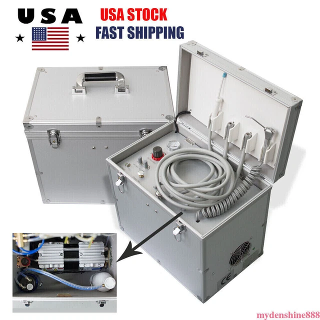 Dental Portable Delivery Unit 3Way Syringe Suction System Air Compressor 4 Holes