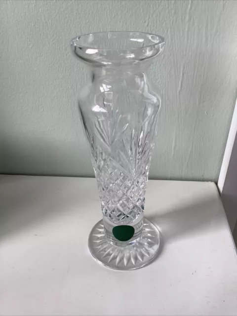 Royal Welsh Crystal Cut Glass Flower Vase. Height 17 Cm 6.75” Original Label