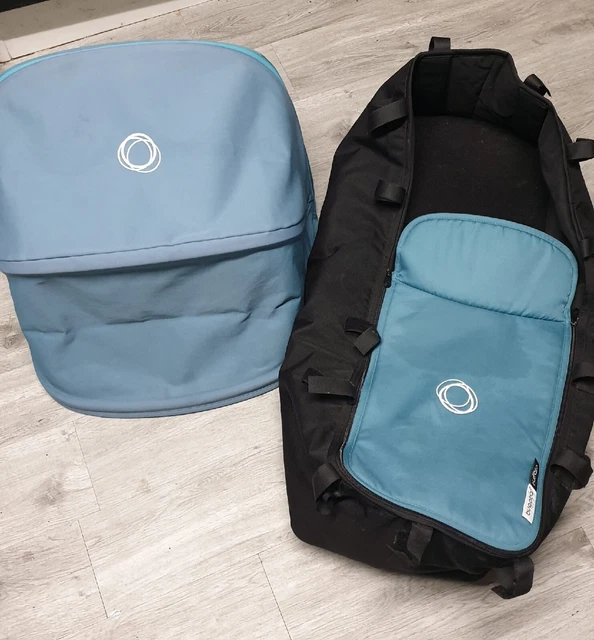 Capucha, carrycot y delantal de búfalo Bugaboo en azul petróleo