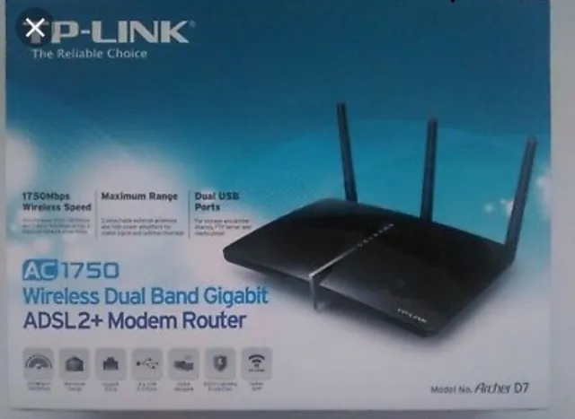 TP-Link Archer D7 Modem Router Wireless, Dual Band AC1750, ADSL2+, 4 Porte Gigab