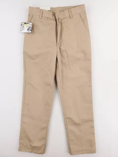 Kids School Uniform Pant Boys Sz 12 Beige Khaki Chino Double Knee Adjustable NWT