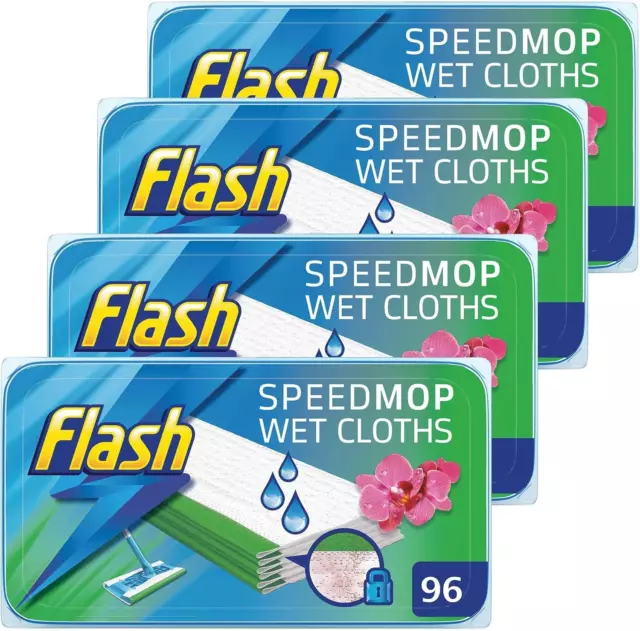 Flash Speedmop Wet Cloth Refills, Floor Cleaner, Wild Orchid, 96 Count 24 x 4