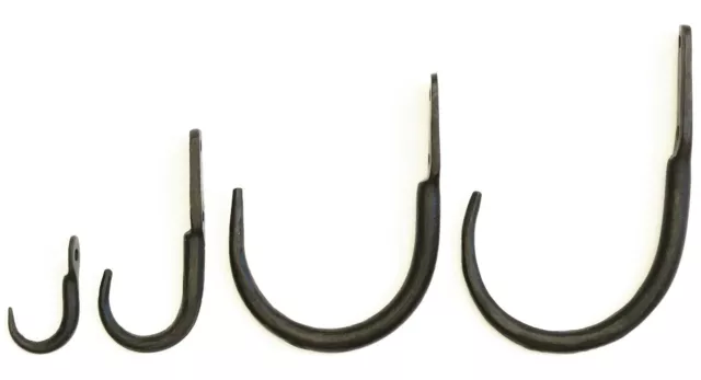 Large Black Wrought Iron Butcher's Meat Hooks - Rustic Kitchen Game & Beam Hook