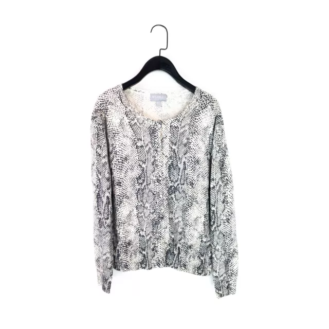 Pure Collection Snake Print Cotton Wool Cashmere Buttoned Cardigan - Size 12