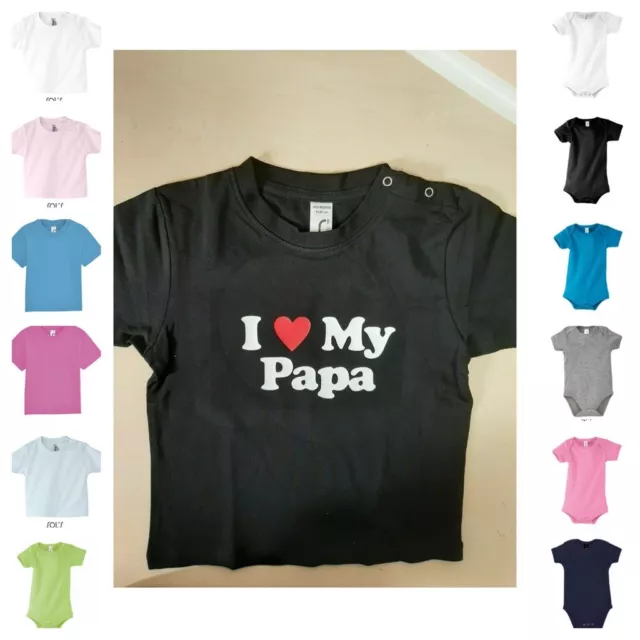 SOL's Baby Body oder T-Shirt I LOVE MY PAPA Geburt Baby Vatertag Sohn Tochter