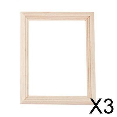 3X 1pc 1/12 bois cadre photo rectangulaire maison de poupée miniatures modèle