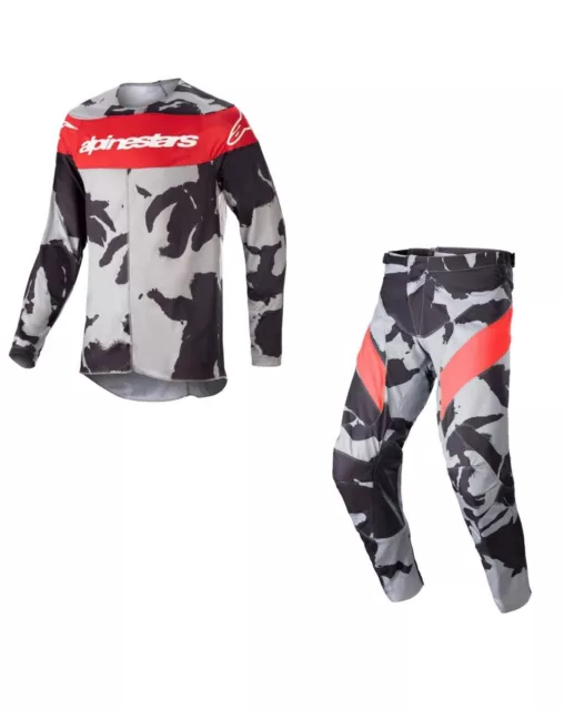 2023 Alpinestars Racer Tactical Adult Kit Combo Mx - Cast Gray Camo Mars Red