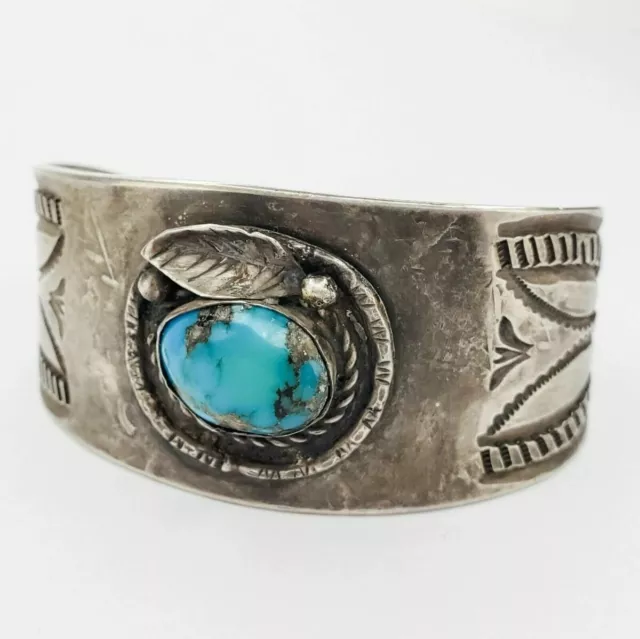 NATIVE AMERICAN NAVAJO Silver Whirling Log Turquoise Bracelet Fred ...