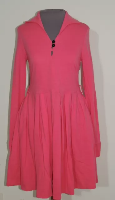 Milly New York Shocking Pink & Black Wool Knit Blend Dress SM