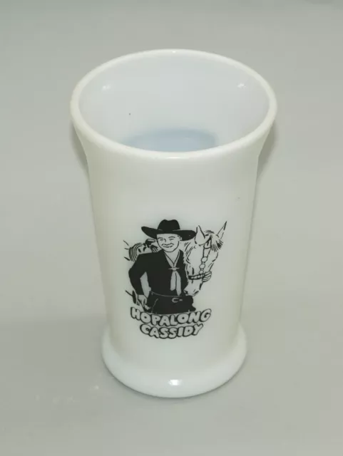 Circa 1950 Hopalong Cassidy Drinking Glass Nice! 5" Tall White With Black Logos