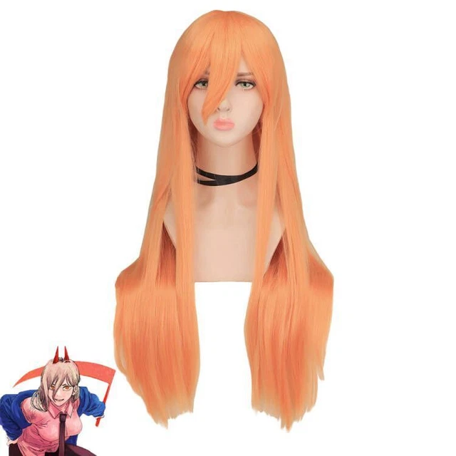 CHAINSAW MAN WIG Makima Power Cosplay Wig Long Orange Pink Heat