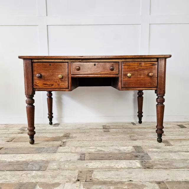 19th Century Pitch Pine Desk | Rustic Victorian Desk