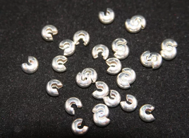 3mm,4mm,5mm Silver Plated Conceal Knot Cover crimp end beads