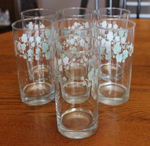 Set of 7 Corelle Coordinates Callaway Ivy 16 oz Tumbler Drinking Glasses
