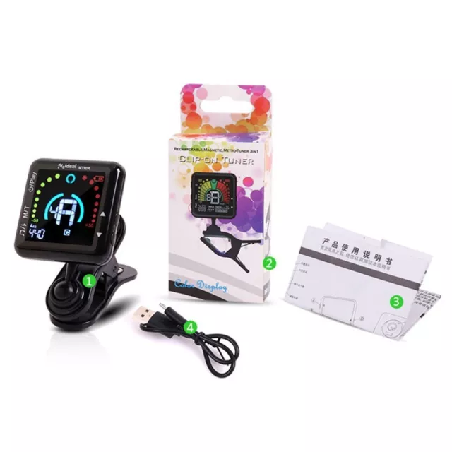 430-450Hz Clip-On-Tuner 5Hz)-4186Hz(C8) Farbbildschirm Kunststoff Gitarren