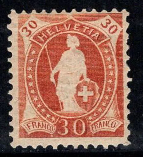 Schweiz 1907 Mi. 90C Ungebr. * MH 100% 30 C, stehend Helvetia