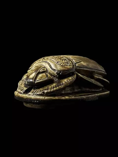 Handmade Egyptian Scarab Beetle Statue with Ancient Inscriptions , Unique Statue 3