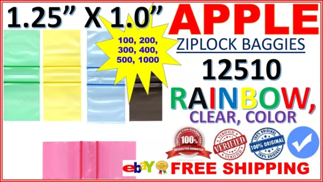 APPLE ZIPLOCK BAGGIES 10 PACKS 100 BAGS PER PACK 1.25'' X 1.25