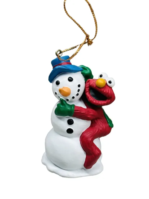 Elmo Hugging Snowman ~ Christmas Ornament Plastic Jhp Inc China 3.5”