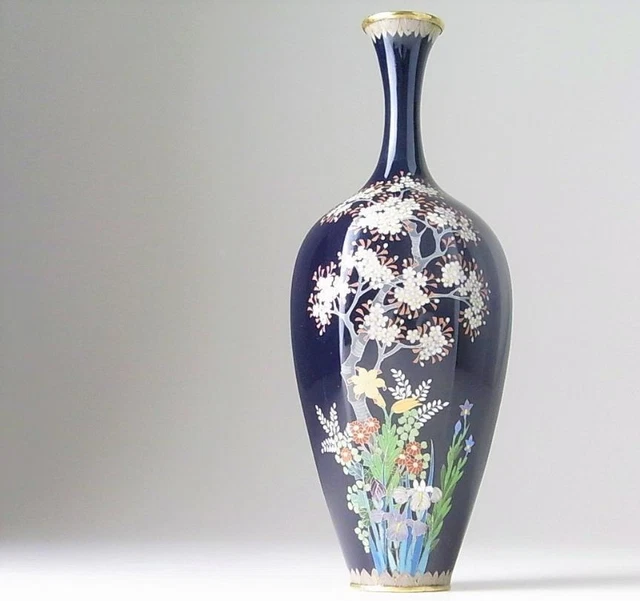 Meiji Era CLOISONNE ware Vase 7.2 inch tall Japanese Antique Art B