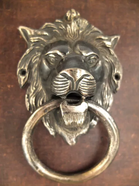 Vintage Ancien Style Main Fabriqué en Laiton Massif Lion Heurtoir de Porte