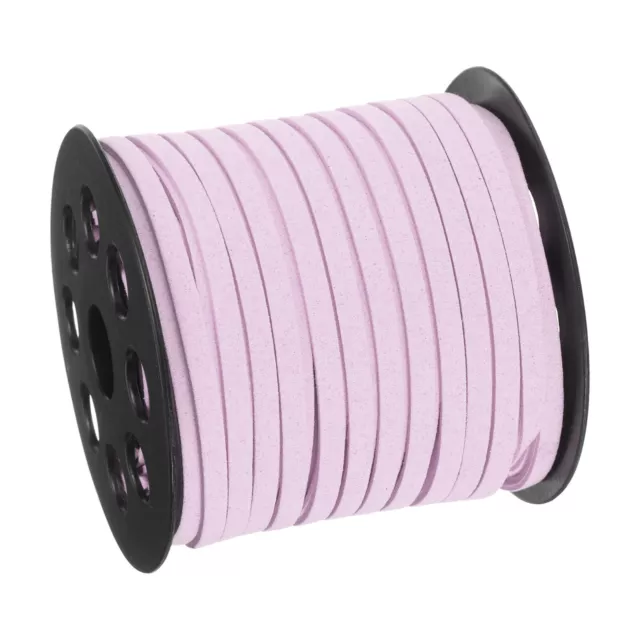 Suede Cord, 49.21 Yards 5mm Flat Leather Thread String, Light Purple 1 Roll