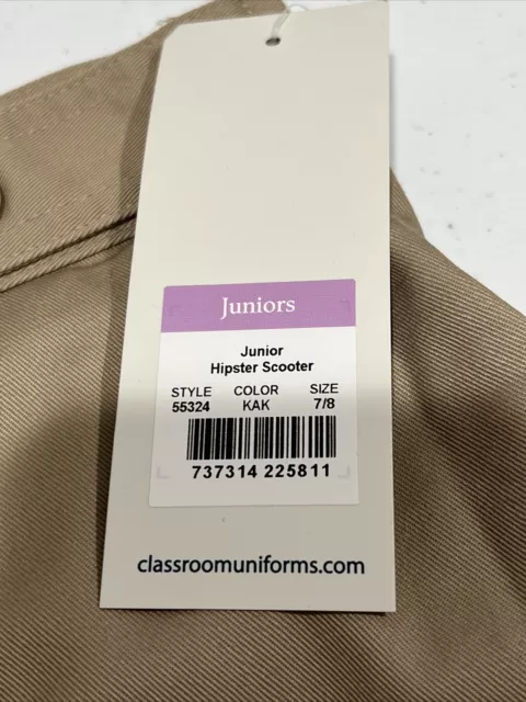 Classroom School Uniforms Juniors Hipster Scooter Skirt, Khaki, Size 7/8 3