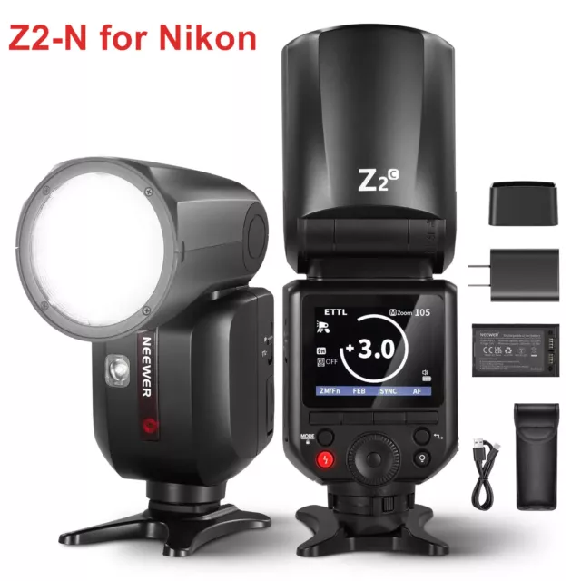 NEEWER Z2-N 2.4g TTL HSS 1/8000s Round Flash Light Speedlite for Nikon Camera