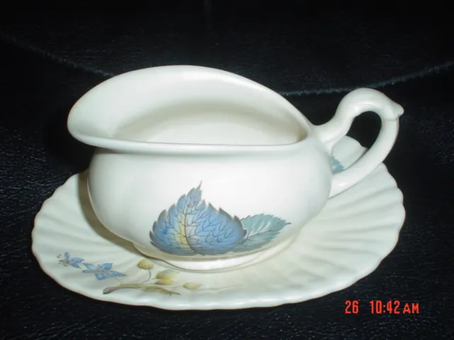 Very Pretty Axe Vale Sauce Boat Blue Leaves 1950's