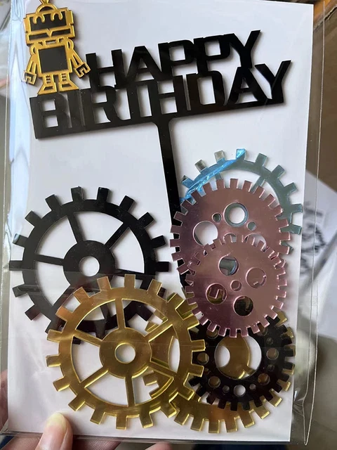 Robot Theme Cake Topper, Machine Gears Cake Topper Party the Guitar Fo Kids Part