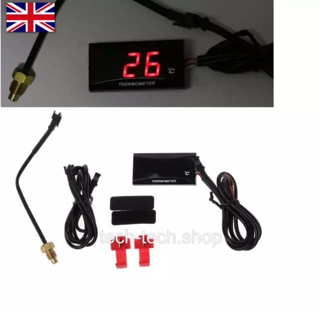 Motorcycle Thermometer Gauge Water Temp Temperature Meter Digital Display Sensor