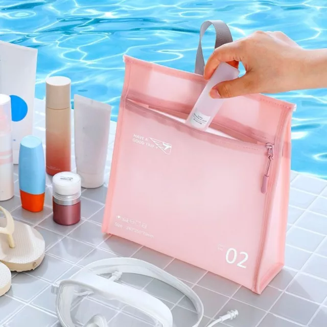 WITH HANDLE COSMETIC Bag Zipper Toiletries Organizer Portable Wash Bag ...