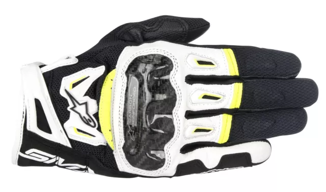 Alpinestars SMX 2 Air Carbon V2 Handschuhe Gr. L Weiß Schwarz Gelb