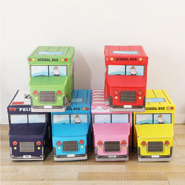 360Home Niños Caja de almacenamiento plegable Coche Autobús Taburete de asiento Caja de juguetes