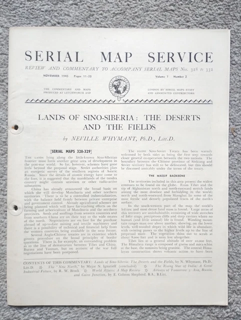 SERIAL MAP SERVICE - November 1945 Edition Booklet (INDIA / SIBERIA) £5 ...