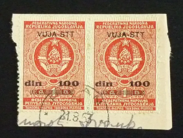 Slovenia c1950 Italy VUJA STT Ovp. Yugoslavia Revenues Used on Fragment! US 50