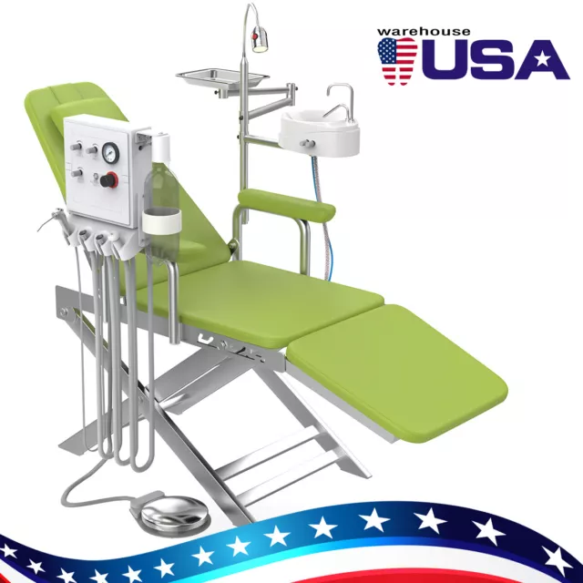 Dental Portable Mobile Chair LED Light Folding Chair Air Turbine Unit 4 Hole