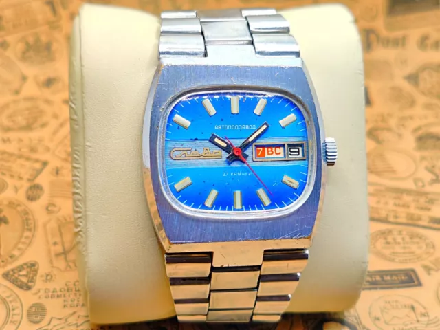 USSR Mechanical (Automatic) Wrist Watch Slava "Tank" "TV" Cal.2427 27 Jewels