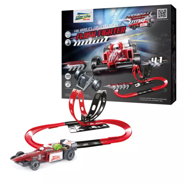 Darda Rennbahn Flash Fighter Formel 1 Darda 50241 Autorennbahn Rückzugsmotor NEU