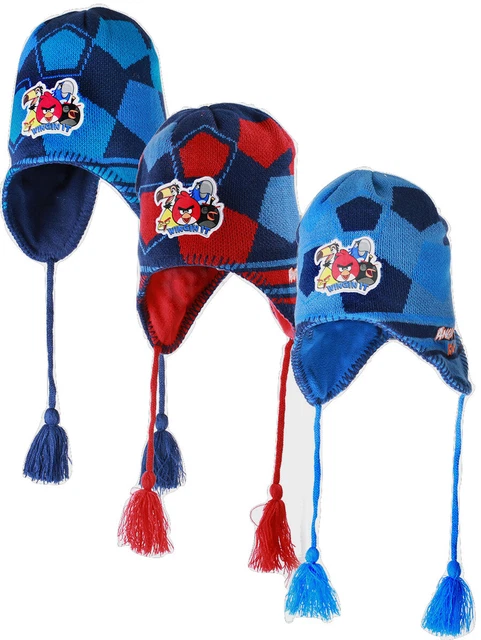 Cappello Inca Angry Birds Ragazzo 100% Inverno Cotone - Blu Chiaro/Blu Scuro/Rosso