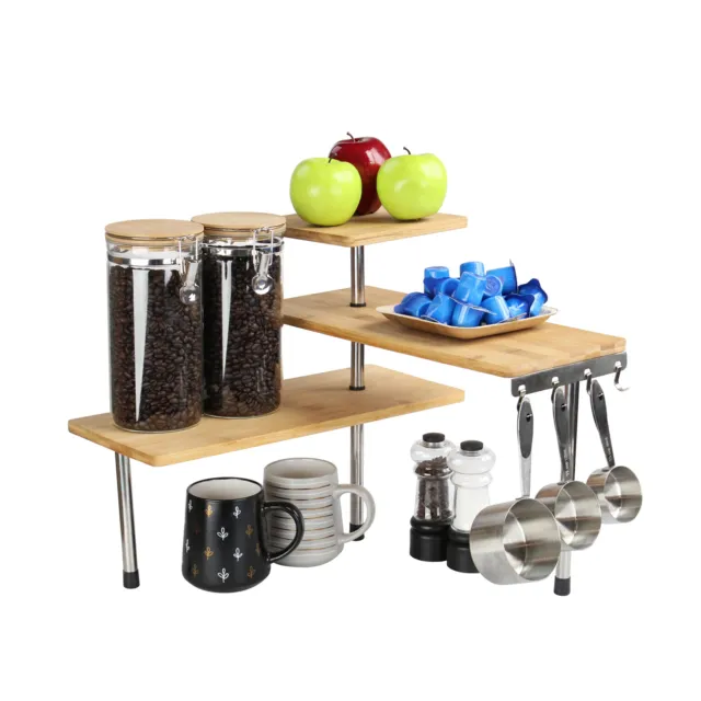 7Penn Kitchen Counter Organizer Plant Shelf - Tiered Display Stand with Hooks