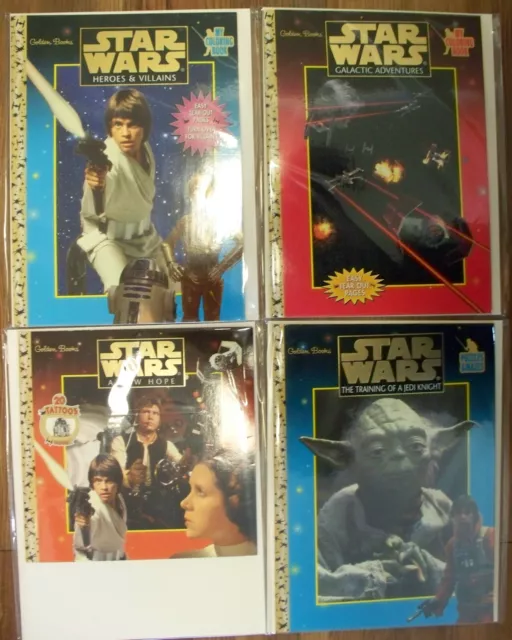 Lot of 4 Little Golden Star Wars Activity Books Coloring Puzzles Great Condition
