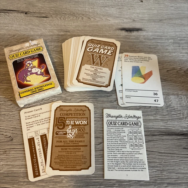 RARE VINTAGE 1985 Waddingtons ‘Wrangler Heritage Quiz Card Game ...
